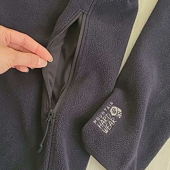 Mountain Hardwear Black Fleece Jacket Large FLAW Mock Neck Full Zip Pocket Men's - Picture 4 of 7